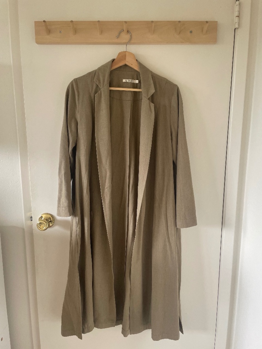 ALI GOLDEN Notch Jacket Duster in Khaki Small